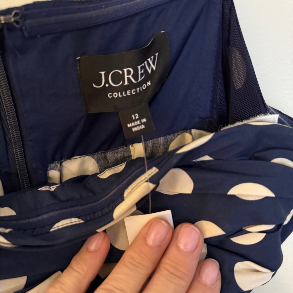 J. Crew Collection Strapless Navy and White Polka Dot Dress - Picture 8 of 9